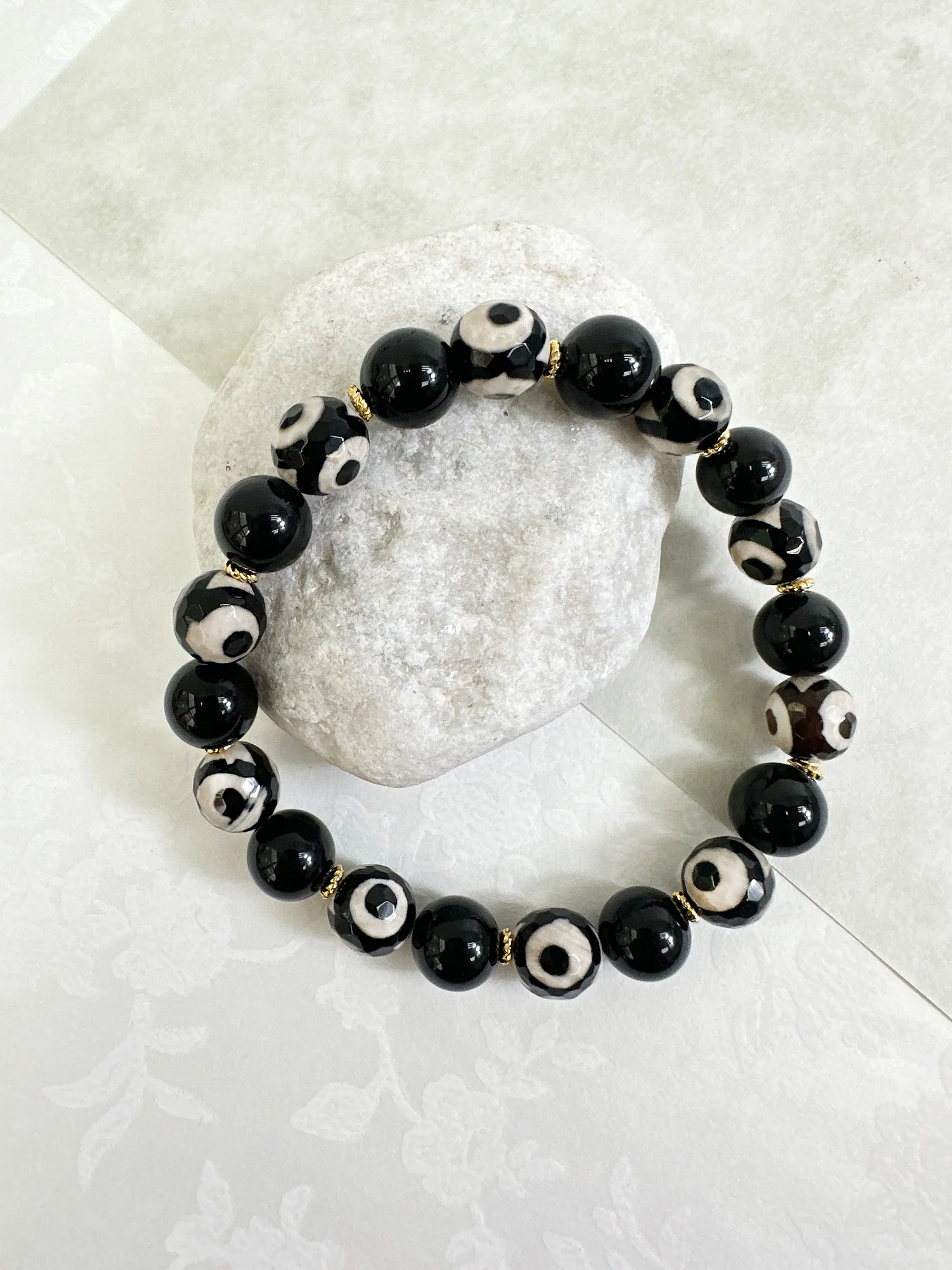 Black And White Dzi Agate Bracelet MEB04