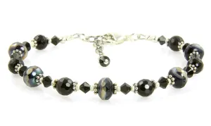 Black Crystal Cream Glass Bracelet