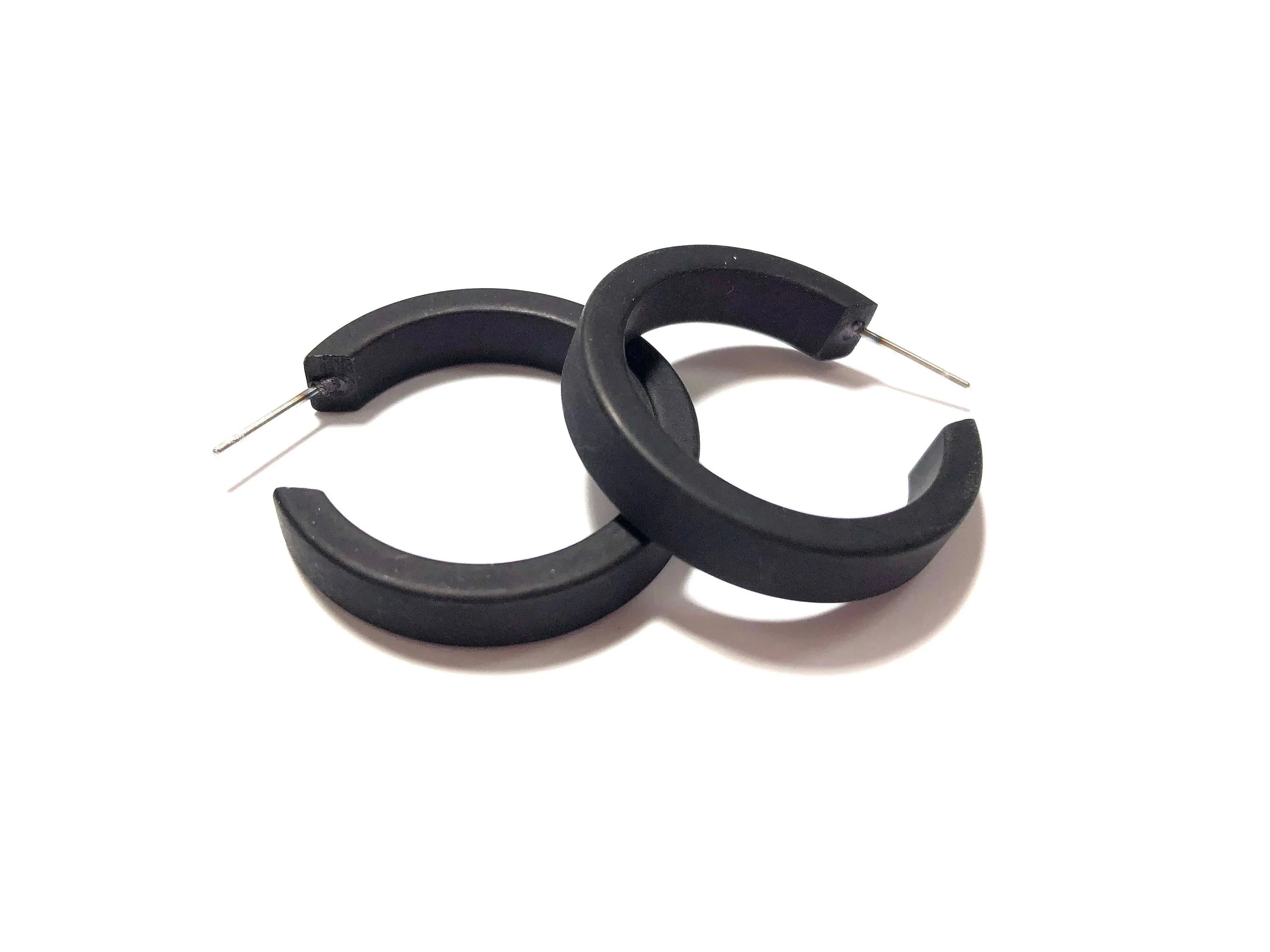 Black Frosted Small Classic Hoop Earrings