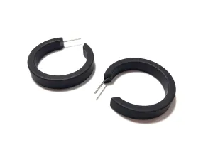 Black Frosted Small Classic Hoop Earrings