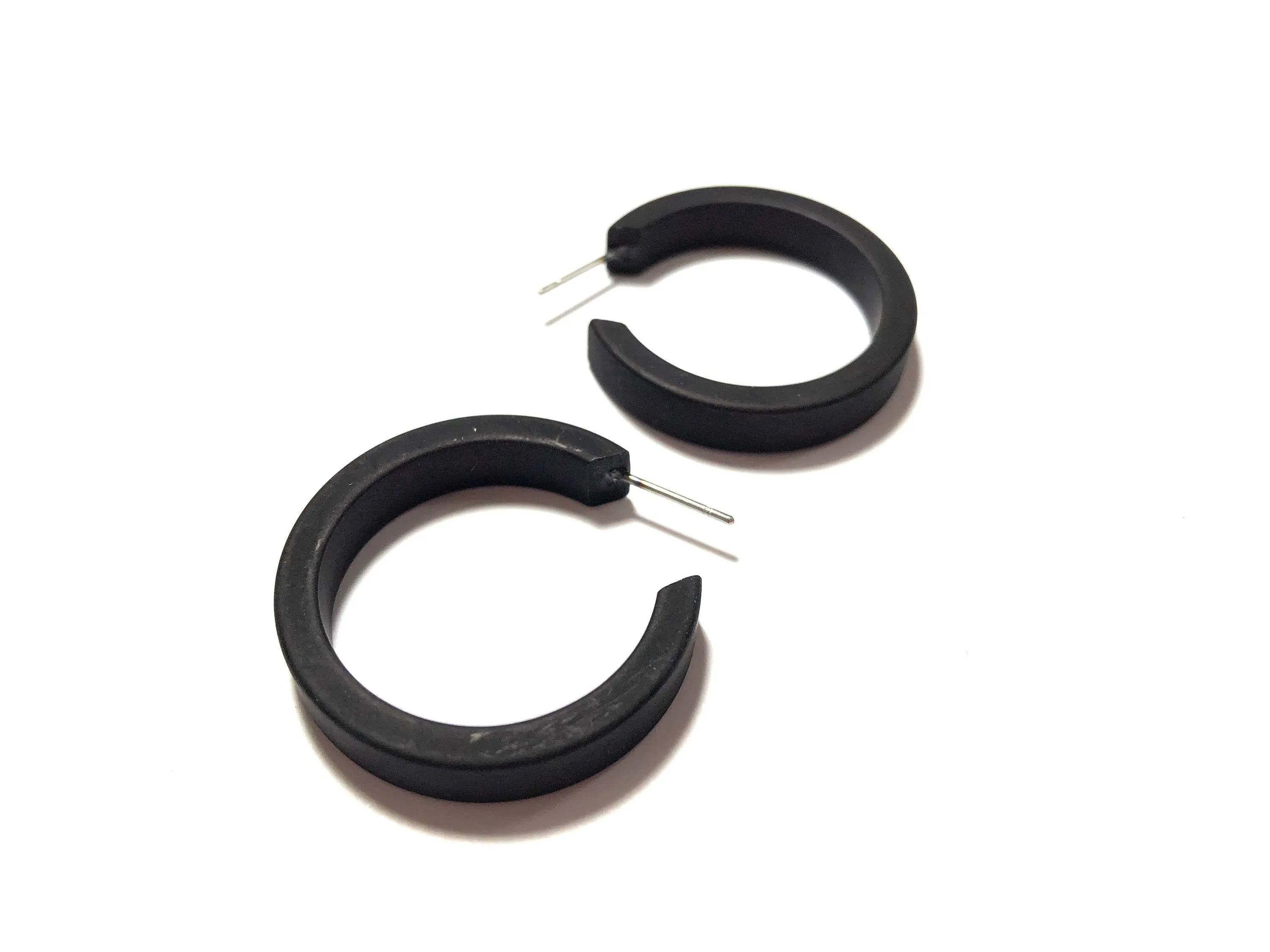 Black Frosted Small Classic Hoop Earrings