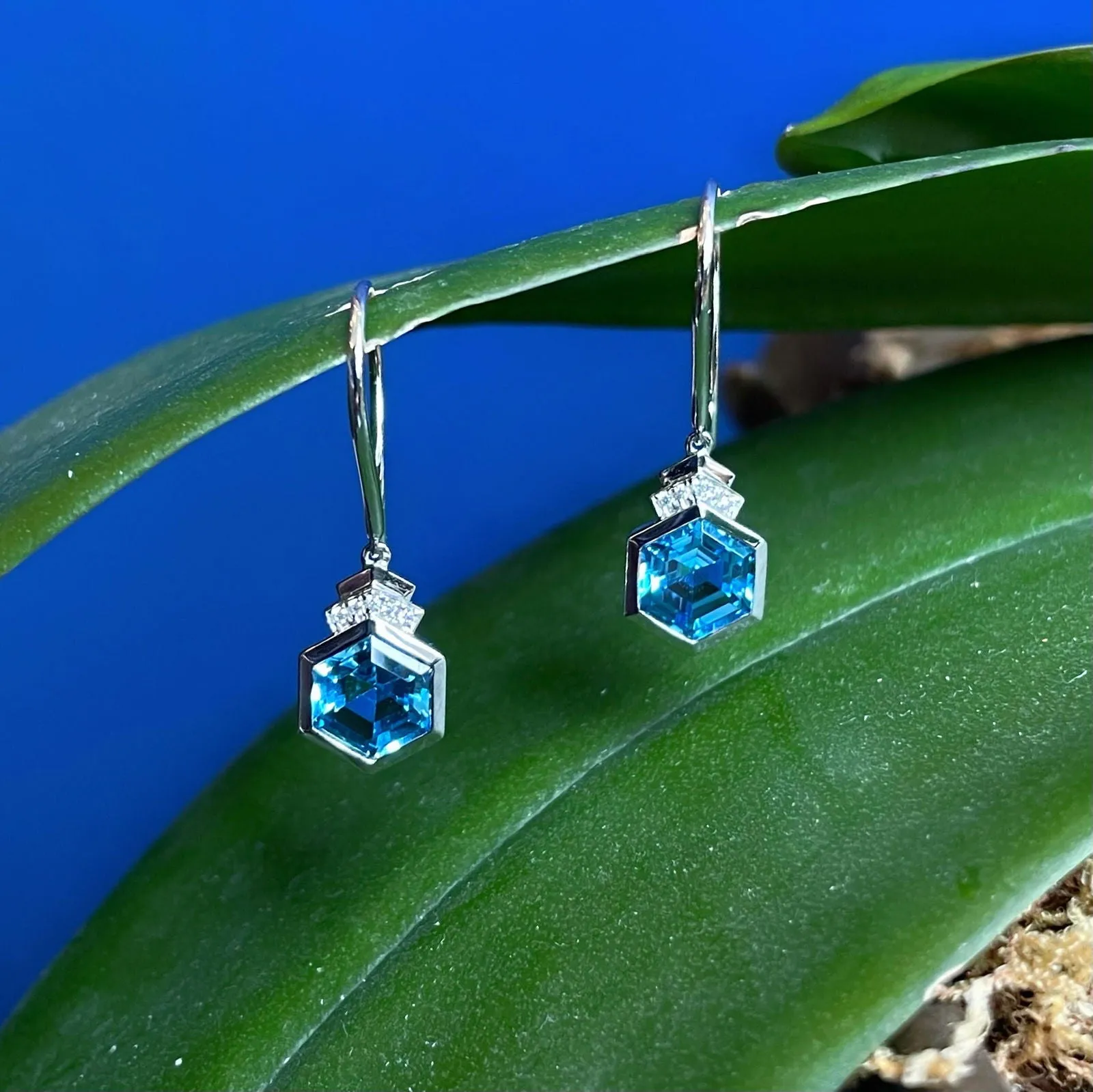 Blue Topaz Diamond Dangles