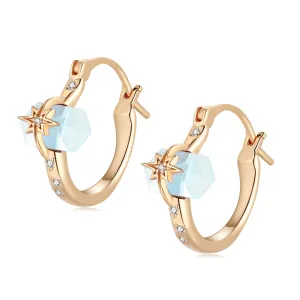 Blue Topaz Gold Star Huggie Earrings - Magic Stone