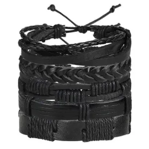 Bracelet biker en tresses de cuir véritable