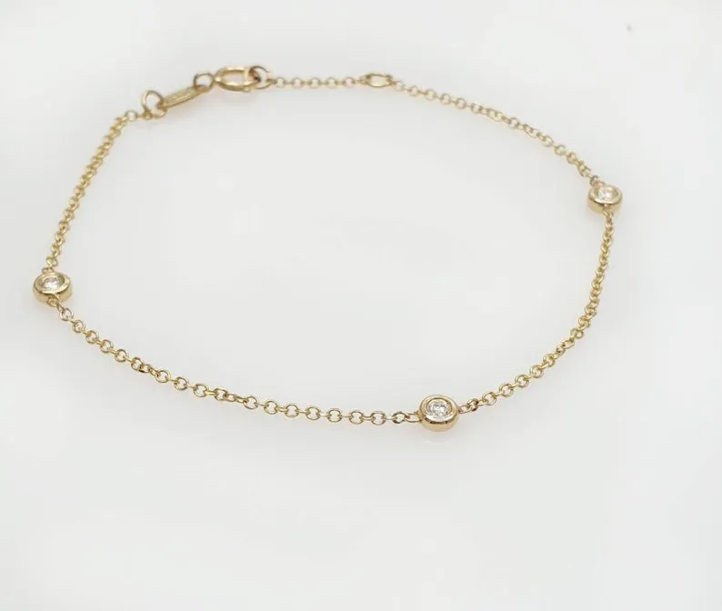 Chain Bracelet With 3 Natural Diamonds