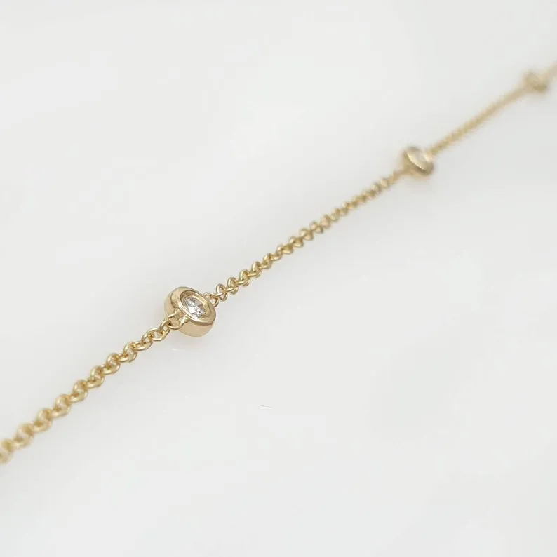 Chain Bracelet With 3 Natural Diamonds