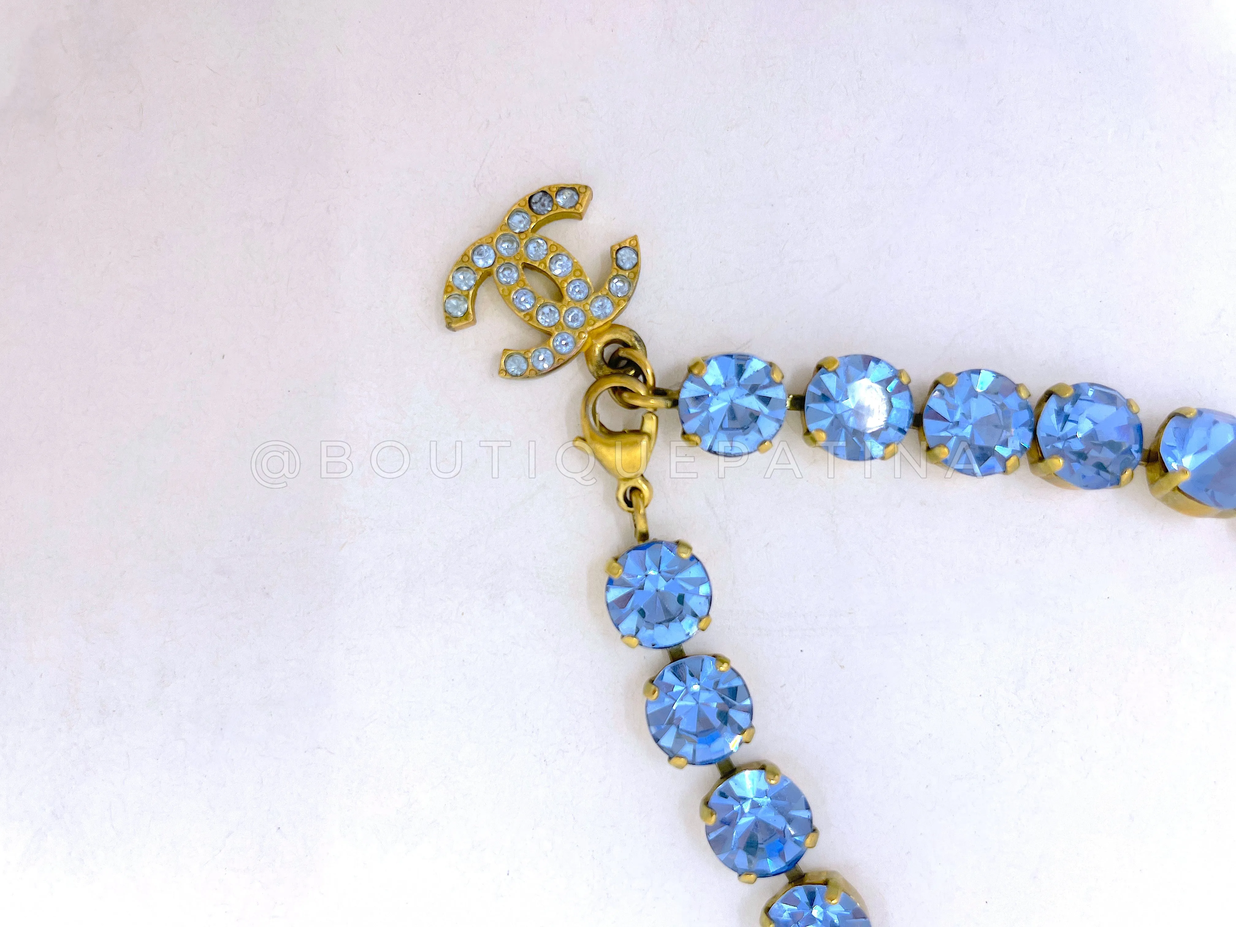 Chanel 95P "Barbie" Blue Crystal Rhinestone Anklet