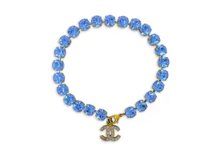 Chanel 95P "Barbie" Blue Crystal Rhinestone Anklet