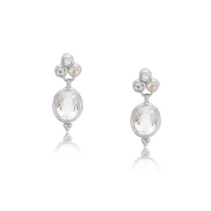 Clover Stud, White Topaz, Silver