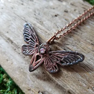 Copper Moonstone Cicada Necklace