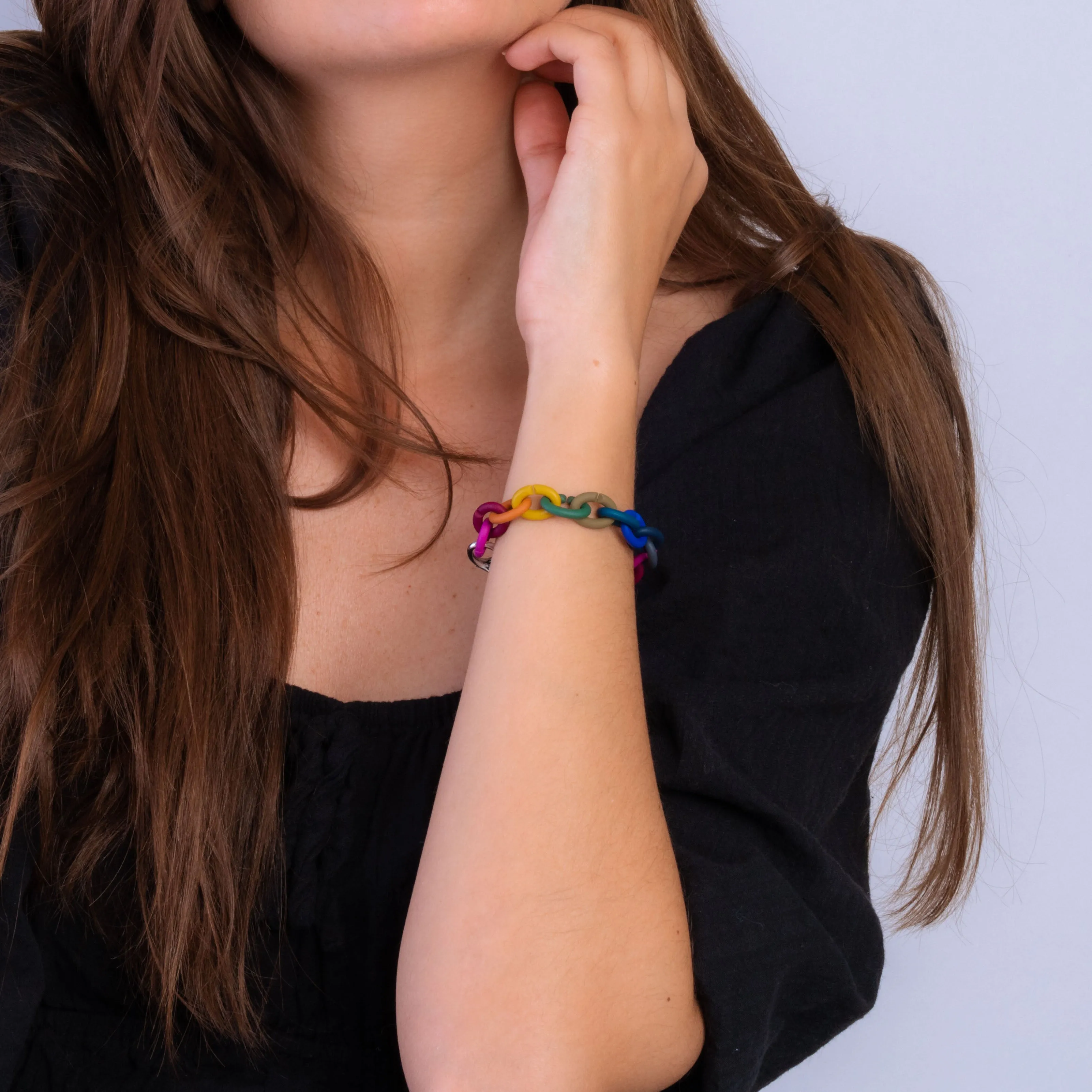 Dark Rainbow Silver Bracelet