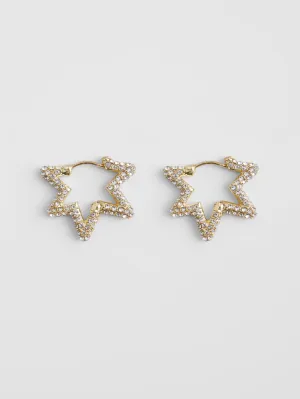 Diamante Star Hoop Earrings