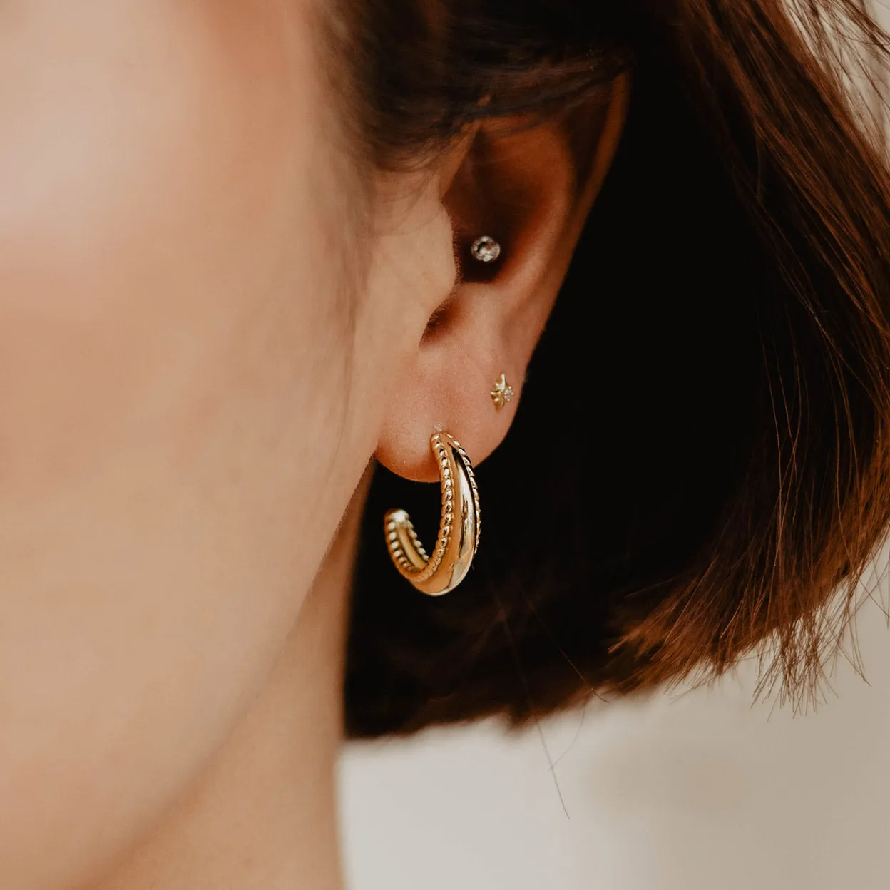 Dome Stud Hoop Earrings