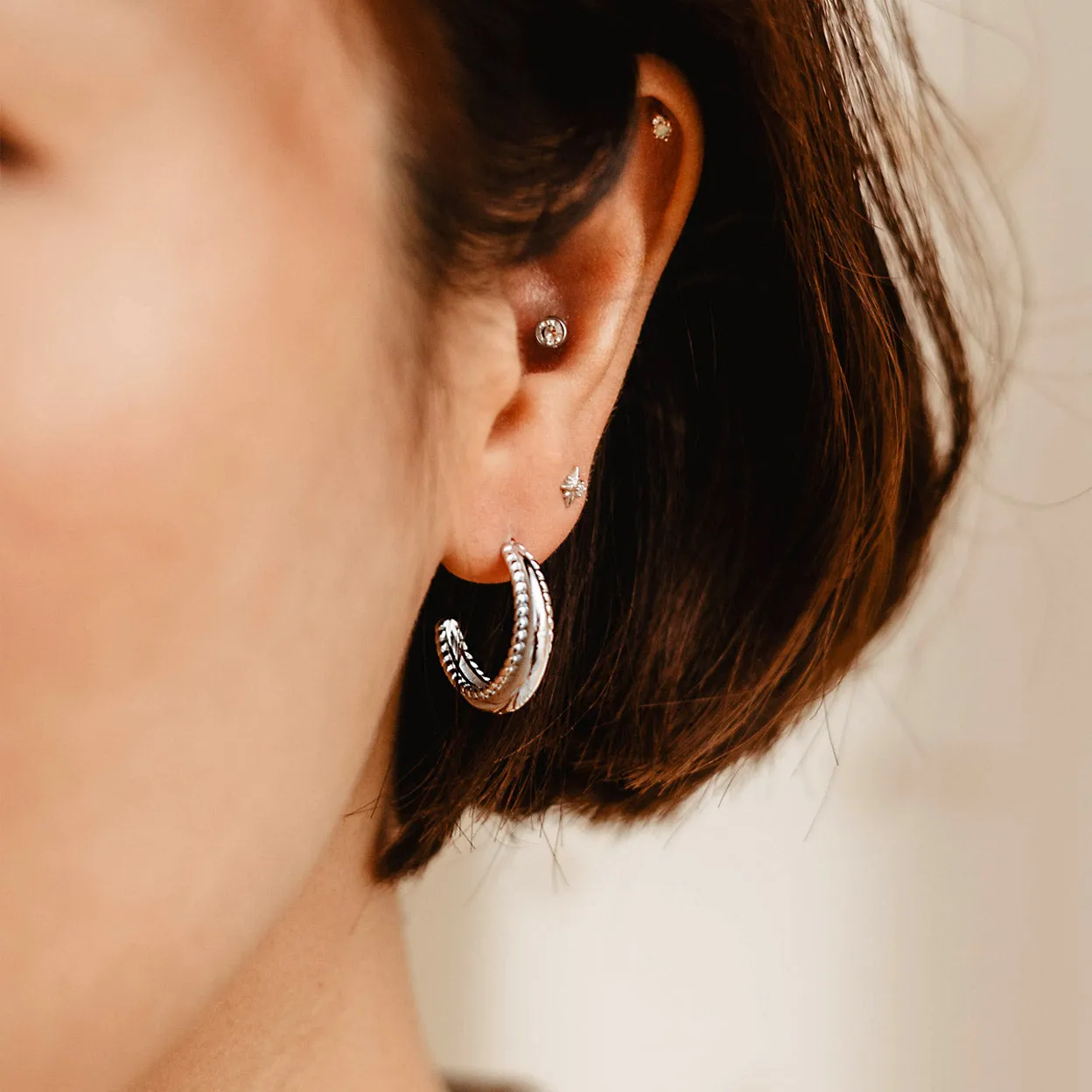 Dome Stud Hoop Earrings