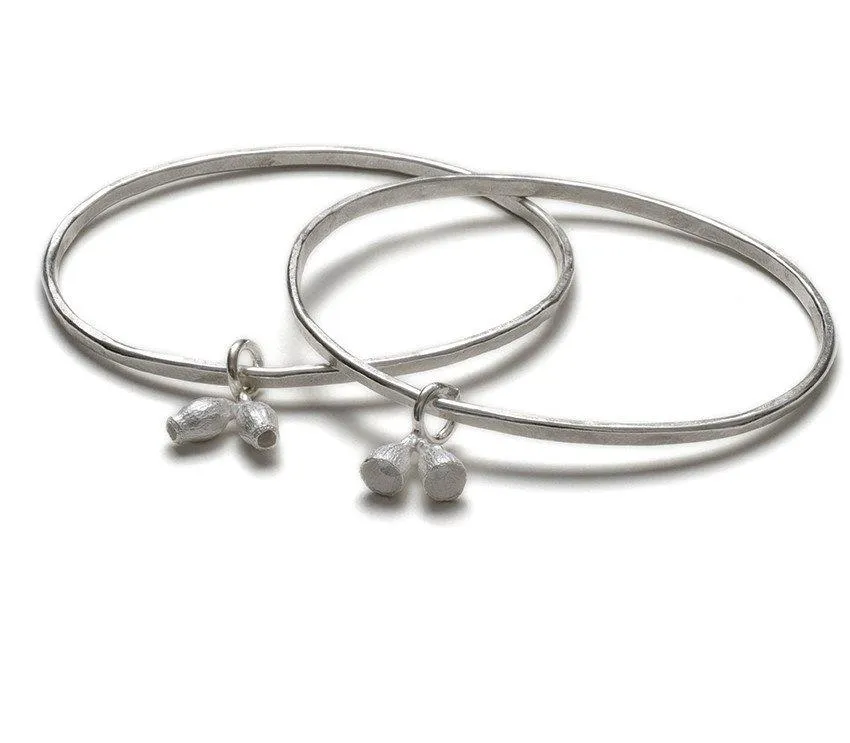 Double Pod Gum Nut bangle in sterling silver