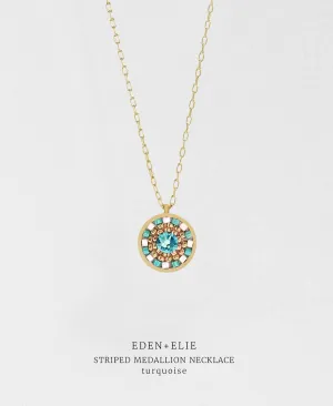 EDEN   ELIE Striped Medallion necklace - Turquoise