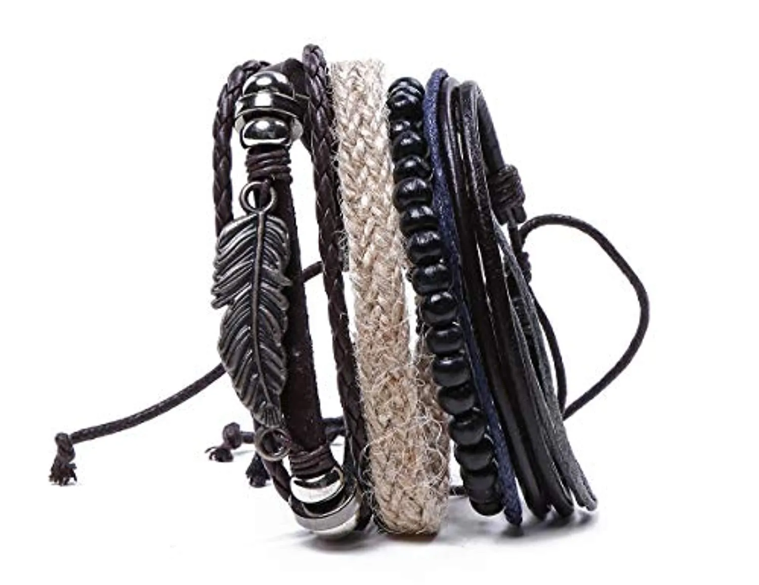 Electomania Wings Feather Multilayer Beaded Rope Bracelet