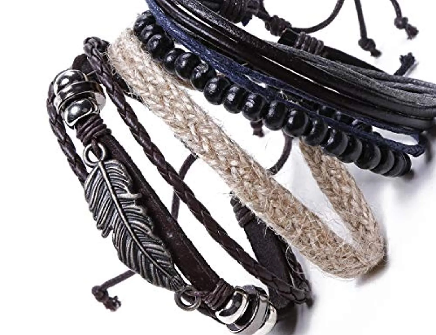 Electomania Wings Feather Multilayer Beaded Rope Bracelet