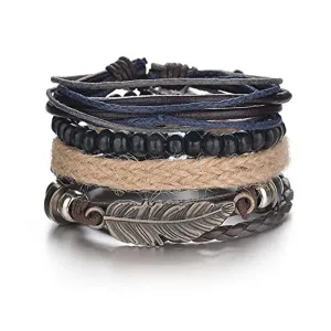 Electomania Wings Feather Multilayer Beaded Rope Bracelet