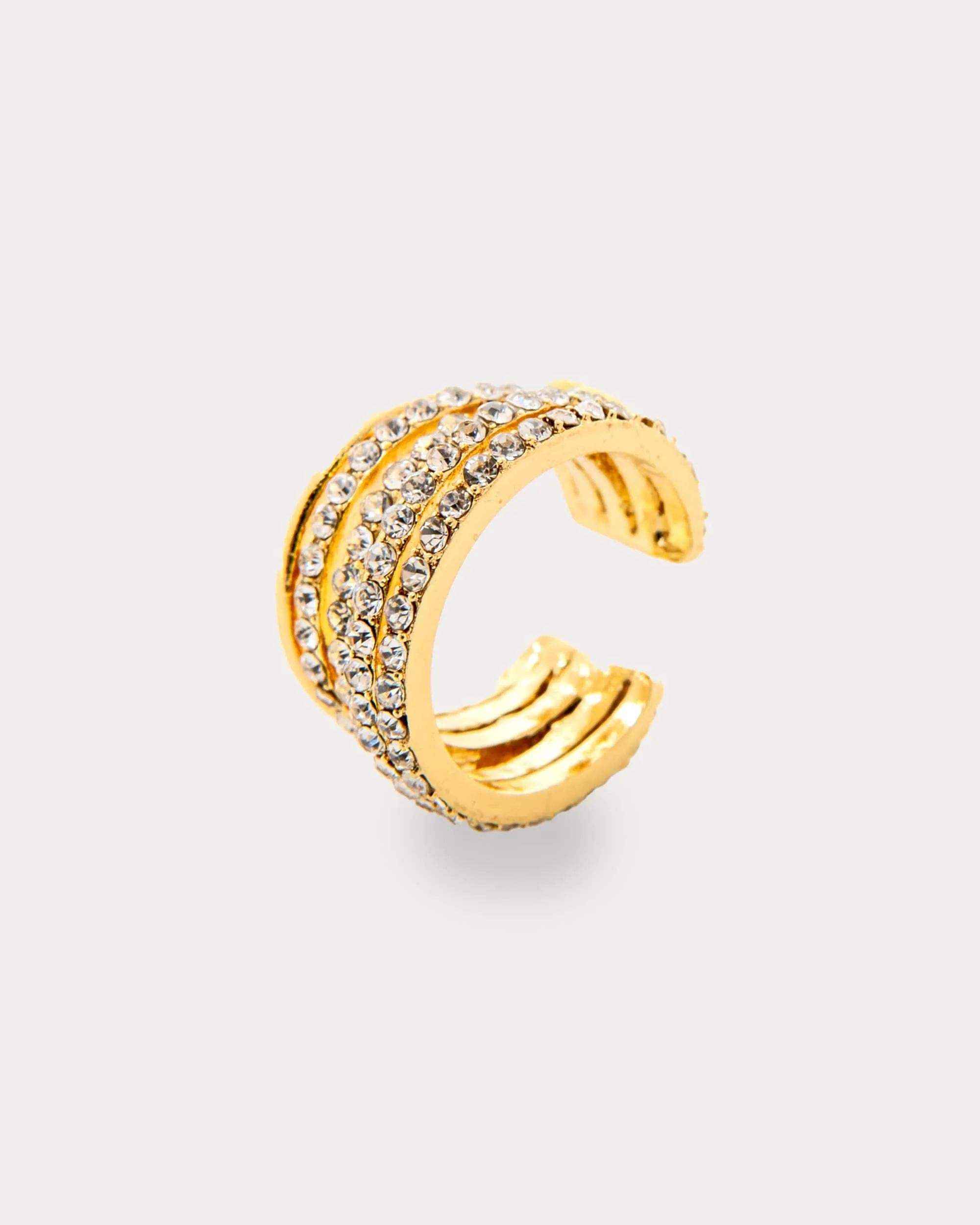 ELEGANT FIVE HOOP CRYSTAL GOLD PLATED EARRINGS 2470 - حلق