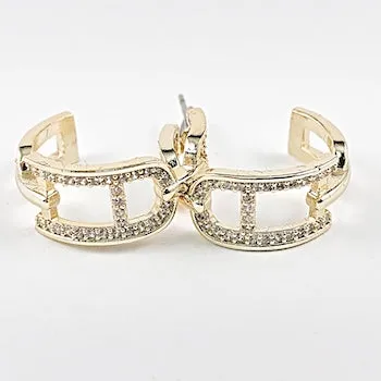 Elegant Open Works Gold Tone Cuff Hoop Brass Earrings