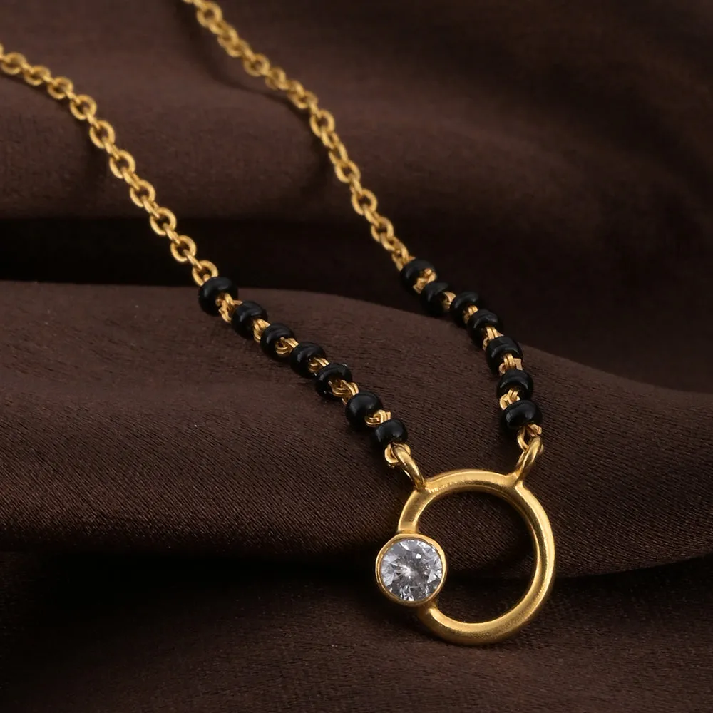 Elegant Zircon Studded Gold Mangalsutra