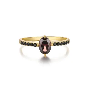 Exquisite Black Crystal Egg Shape  Ring