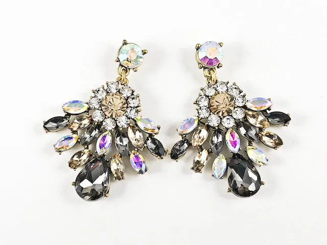 Fancy Stylish Unique Diamond Shape Multi Color Dark Drop Fashion Earrings