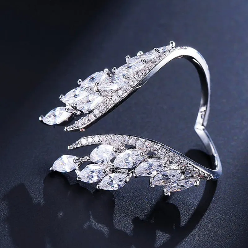 Fashion Jewelry Creative Angel Wings Cubic Zircon Wedding Band Rings for Women