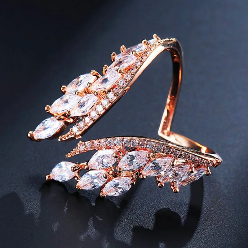 Fashion Jewelry Creative Angel Wings Cubic Zircon Wedding Band Rings for Women