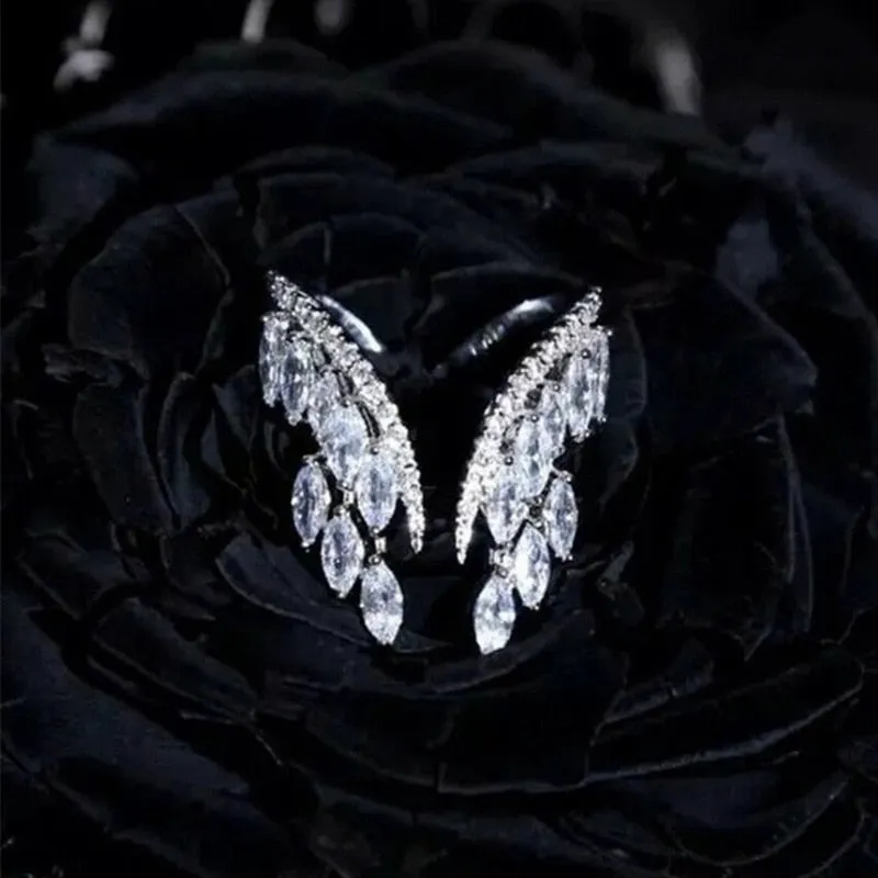 Fashion Jewelry Creative Angel Wings Cubic Zircon Wedding Band Rings for Women