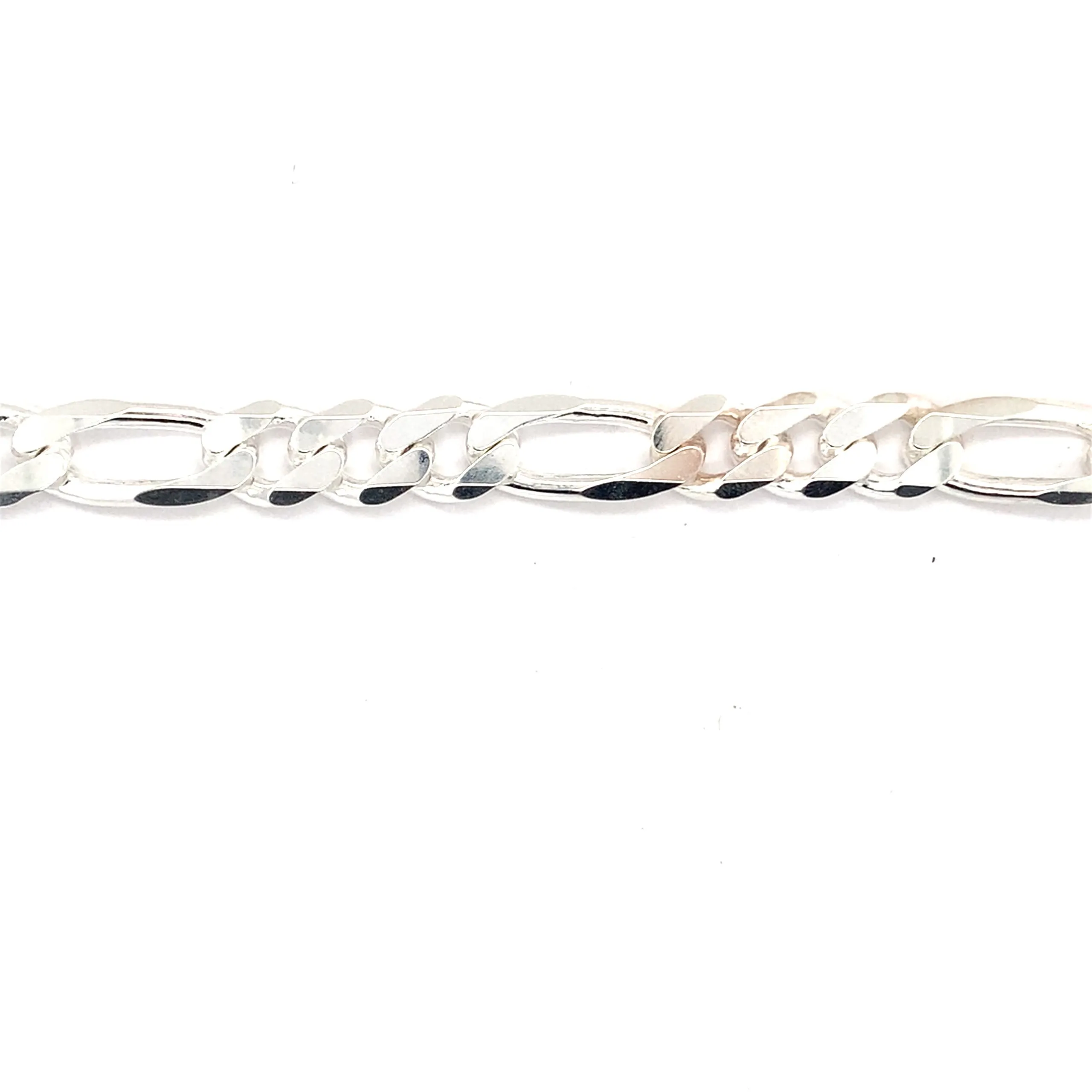 Figaro Link Sterling Silver Bracelet 9"