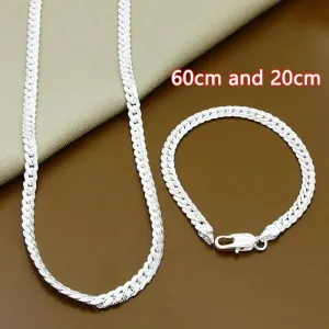 Full Side Chain Necklace Bracelet Set For Women