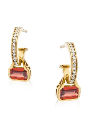 Garnet charms on White Topaz hoop earrings