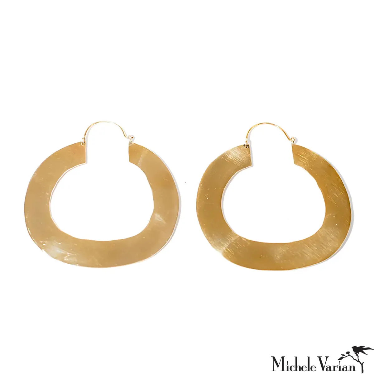 Giant Flat Hoop Earrings Brass