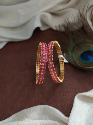 Gleam with Luxury With Our Double Layer Ruby Zircon Bangles