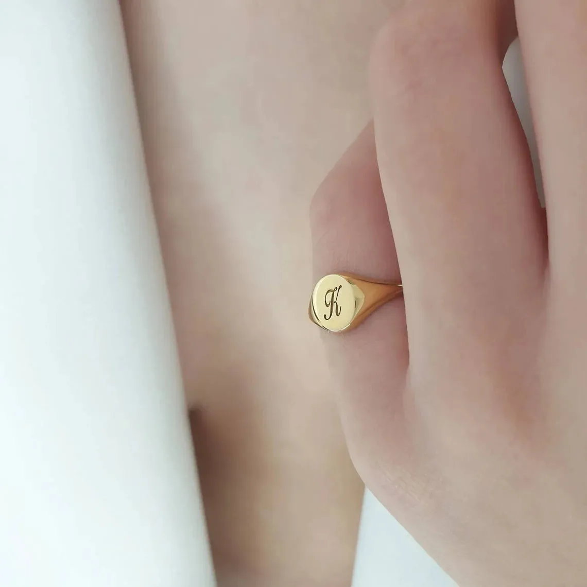 Gold Initial Signet Ring