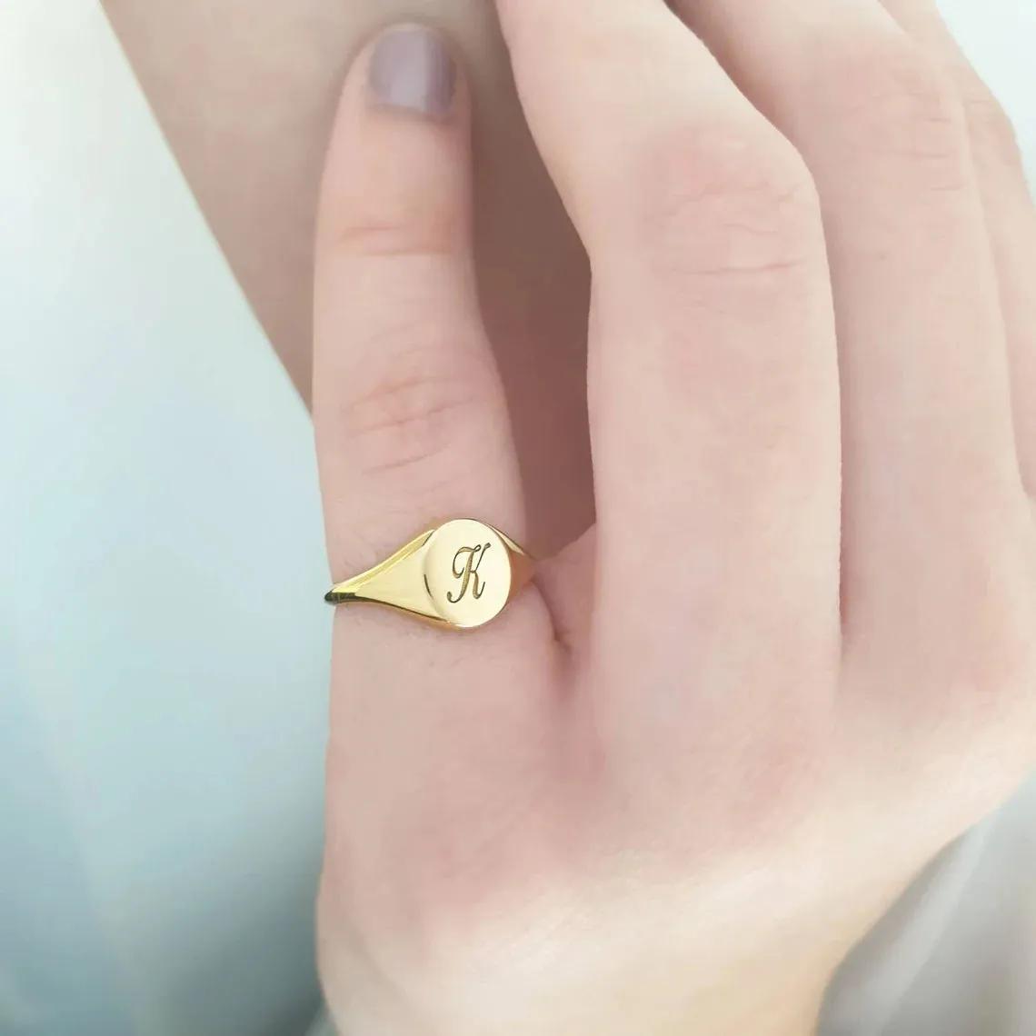 Gold Initial Signet Ring