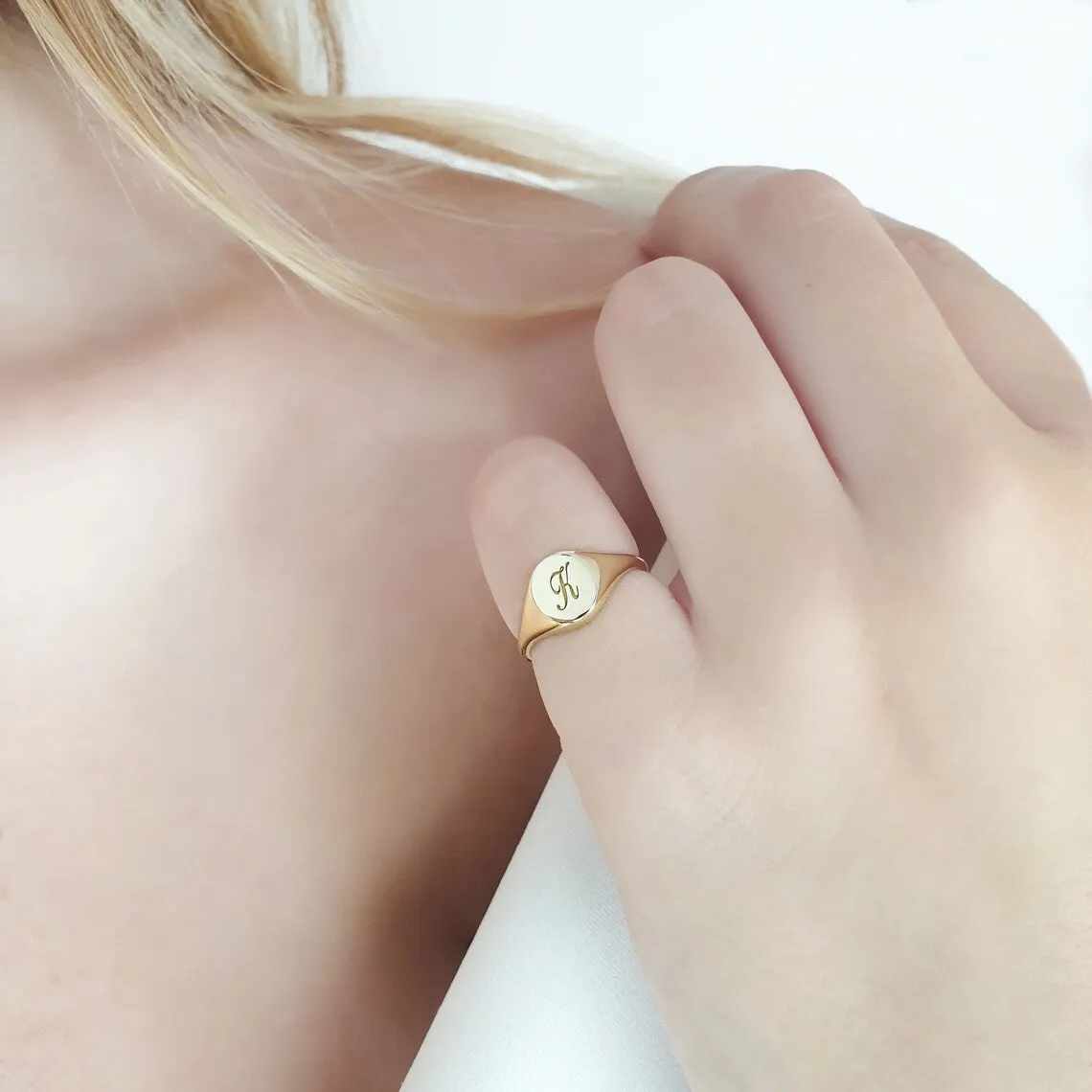 Gold Initial Signet Ring