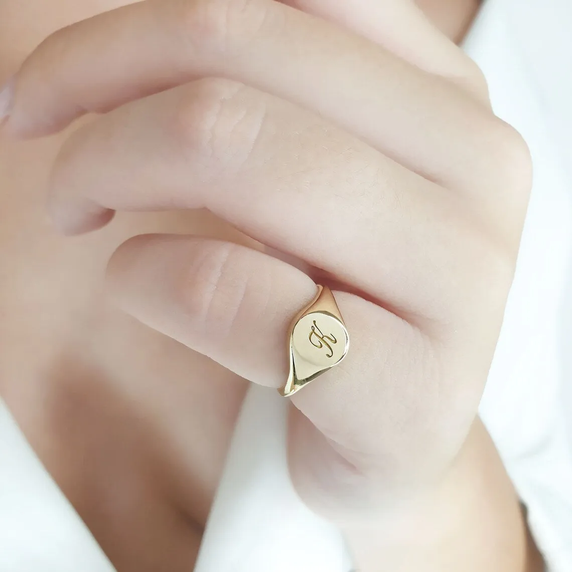 Gold Initial Signet Ring