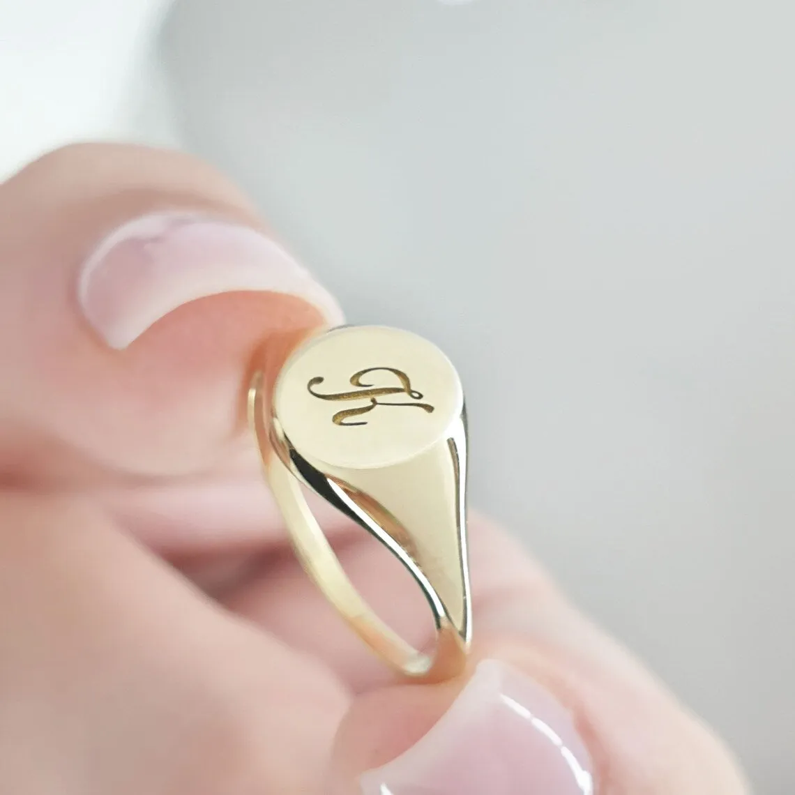 Gold Initial Signet Ring