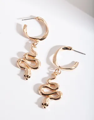 Gold Snake Mini Hoop Earrings