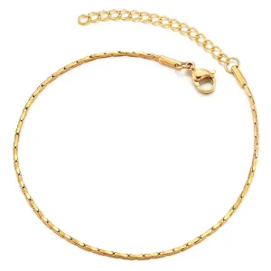 Gold Thin Link Chain Anklet Bracelet for Women, Adjustable