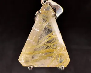 GOLDEN RUTILATED QUARTZ Crystal Pendant - Sterling Silver, Cabochon - Fine Jewelry, Healing Crystals and Stones, Gift for Him, 54415