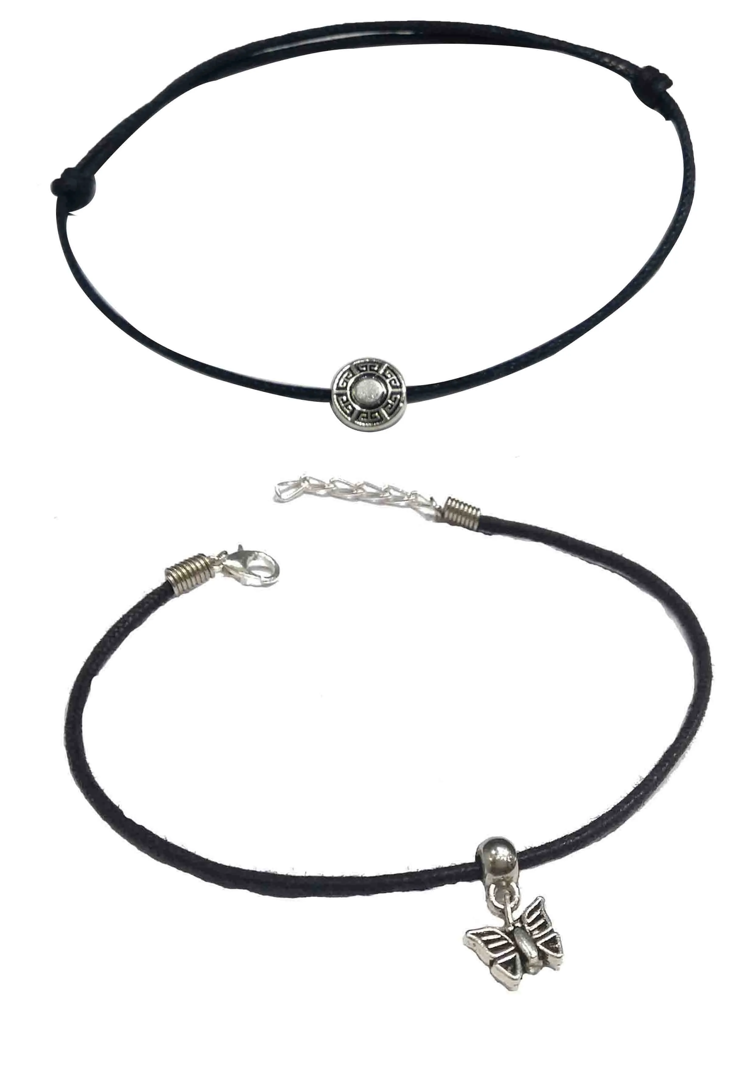 GURJARI JEWELLERS Adjustable Black Thread Anklet with Oxidised Hanging for Girls (Best)/nazariya anklet