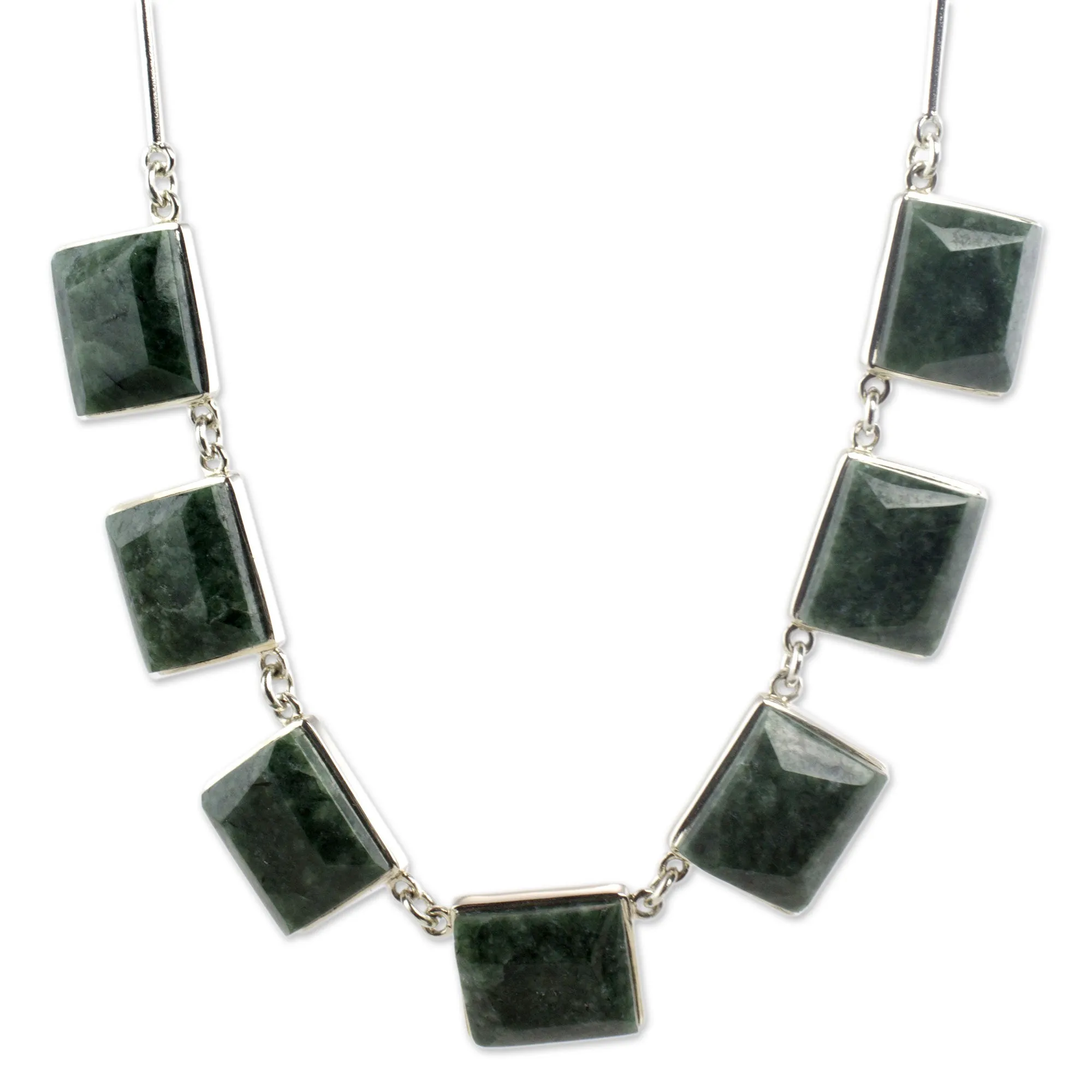 Handcrafted Central American Sterling Silver Jade Necklace - Love Immortal | NOVICA