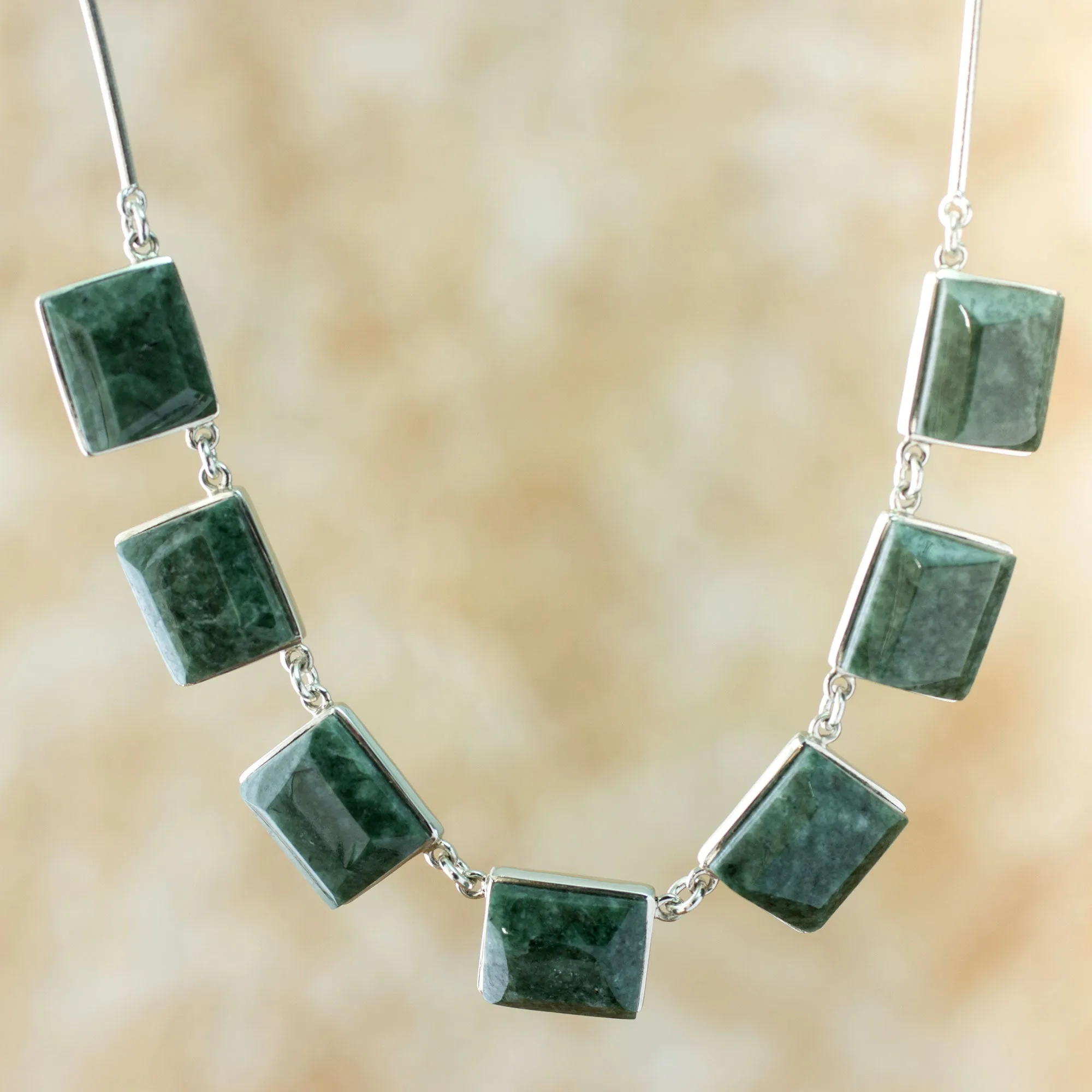 Handcrafted Central American Sterling Silver Jade Necklace - Love Immortal | NOVICA