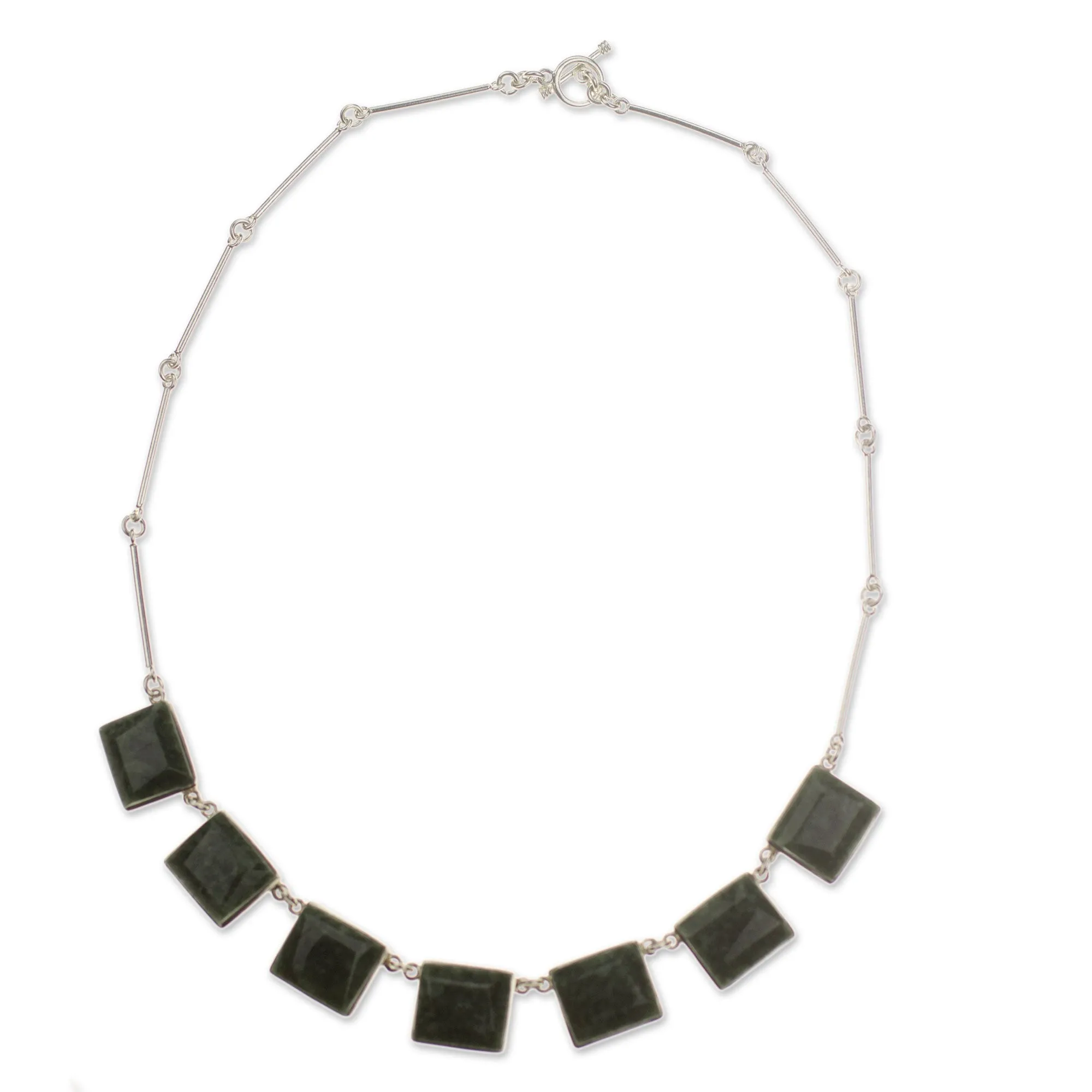 Handcrafted Central American Sterling Silver Jade Necklace - Love Immortal | NOVICA