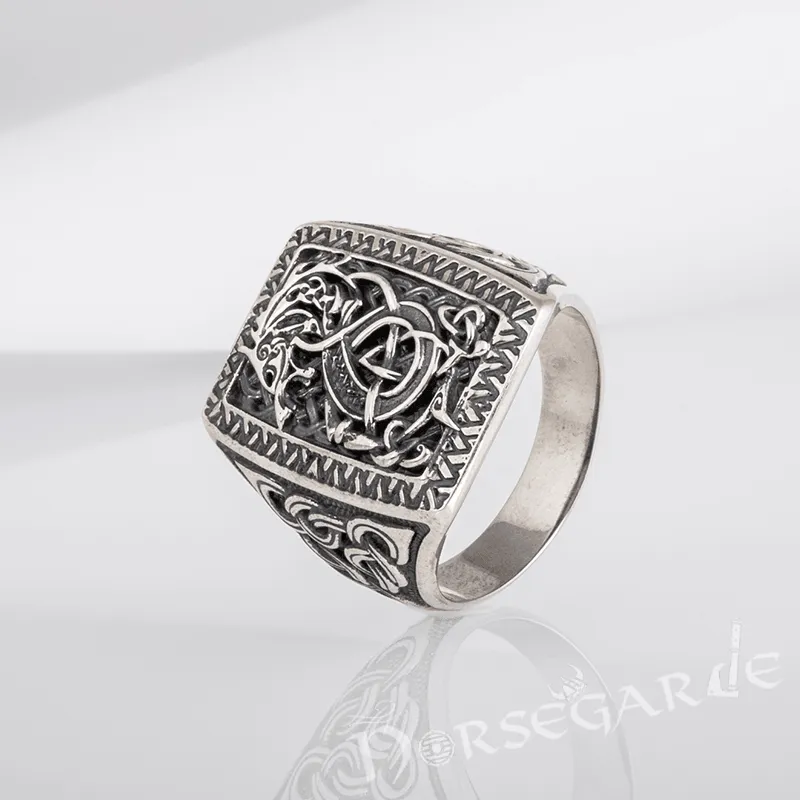 Handcrafted Fenrir Signet Ring - Sterling Silver