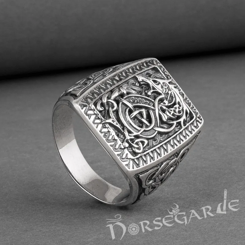 Handcrafted Fenrir Signet Ring - Sterling Silver